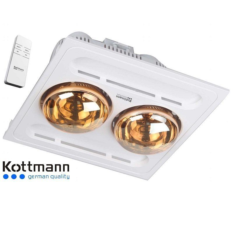 Đèn sưởi nhà tắm Kottmann hai bóng âm trần điều khiển K9-R